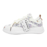 White Frayed Textured Low Top Sneakers, Unisex Lace Up Shoes