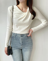 Delo Shirring Unbalanced Drape Knit