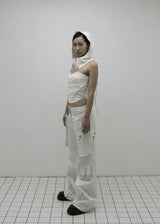 ZIPPER CARGO PANTS, WHITE