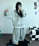 SHEEP FLEECE🐑PIGMENT STRAP RIVET BALLOON LONG PANTS💙🩶🤍3COLOR