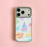seaside palette silver glossy glass phone case