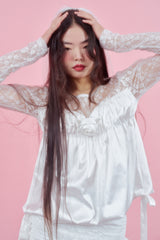 CORSAGE PUFF BLOUSE [IVORY]