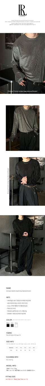 【UNISEX】ベルベットストライプロングスリーブ（3色）
