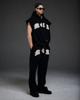 M.C.R. code stud zip-up vest HD BK