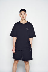 25SS EMBO LOGO WAFFLE SHORT SLEEVE T-SHIRT BLACK