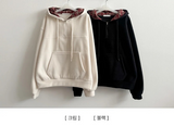 Bay Check Anorak Fleece Semi-Zip Up Hoodie