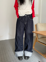 indigo wide pants