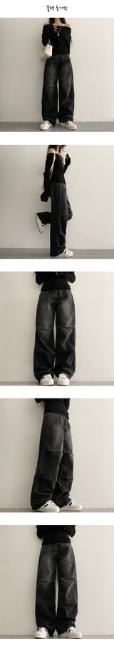[Basic, Long/S~XL]ホリゾンタルピンタックワイドパンツ