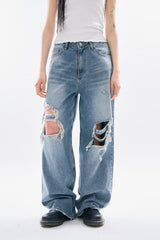 Brivan distressed wide denim