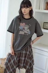 26SS★ Sweet Kitty Pigment Ringer Tee