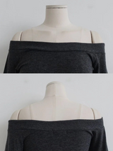 RIBBED HEM OFF-SHOULDER TEE (3COLORS!)