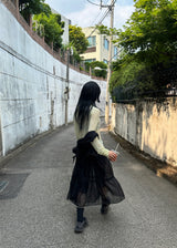 シースルーフリルロングスカート