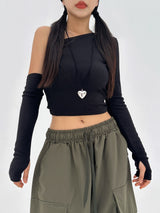 [WARMER SET] ヒップウォーマーキュート＆セクシークロップドフィットTシャツ - 2 COLOR