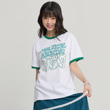 マルチーズアーカイブライングラフィックリンガー半袖Tシャツ