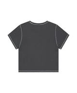 ピグメントバタフライゴスクロップTシャツ_チャコール
