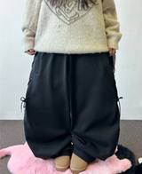ロープラインリボンサイドセミバルーンワイドパンツ 🖤🤍 2カラーズ