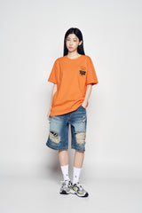 25SS ヘムラインデストロイドデニムショートパンツ ブルー