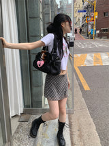 CHECK CHIFFON MINI SKIRT (4C)