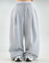 2000 ユニッツソルド❤🥰ファーストショッピング❤ S-XL❤ フリース❤ サイドプリーツワイドバルーントレーニングパンツ