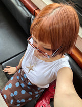 イッツチュウリップネッククロッピードショートスリーブTシャツ