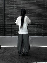 [unisex] ピンタックリベットナイロンパンツ (2color)