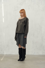 st stud skirt (grey)