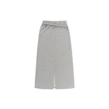 FOLDING WAIST BAND MAXI SKIRT (MELANGE GRAY)
