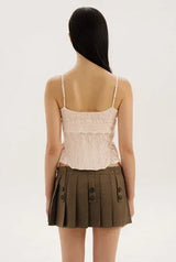 Button pleats skirt - brown