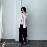 Waffle Knit Double-Zip Button Detail Hooded Jacket
