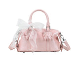 Satin Ribbon Charm Boston Bag