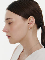 26SS★ Champagne First Moon Silver One-Touch Earrings S