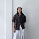 Textured Plaid Boxy Shirt