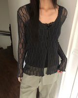セルメッシュシースルー長袖カーディガン