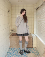 Back ribbon flare top / gray