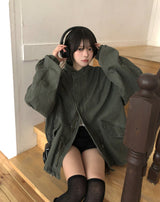 マウブウォッシュ加工ショートフィッシュテールボンバージャケット