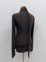 [Brushed Lining] Tie Pintuck Turtleneck T-Shirt