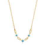 ロンビックターコイズリンク925シルバーネックレスN033-03G