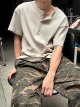 [Unisex] ワッフルヘンリーネックハーフスリーブ (4color)
