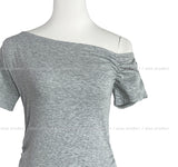 モディオフショルダーアンバランスTシャツ