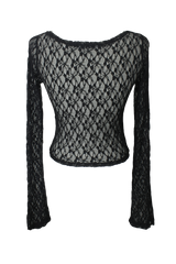 V-neck crop lace T (3color)