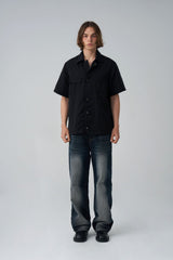 BACK BUTTON WIDE DENIM PANTS