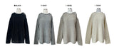 [UNISEX] オーバーフィット ベロア オフショルダー ダブルスナップボタン ロングスリーブ ニットT(4 colors)
