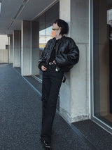 Ebonic Crop Leather MA-1