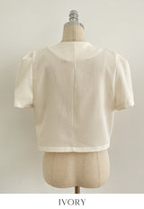 Demin Round Puff Short Sleeve Jacket