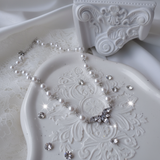 [Jo Yuri Necklace]ヘブンリークリスタルパールチョーカーネックレス - Silver Color