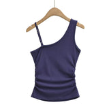 Amaris Asymmetric Strap Ruched Top