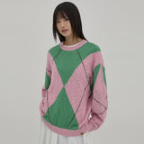 Big Argyle Boucle Knit
