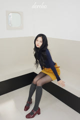 V-neck Slim Half Turtleneck Spandex Long-Sleeved T-Shirt
