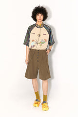 Breathable short-sleeved T-shirt with milk silk checkered patchwork design