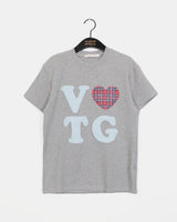 Butu Vintage Heart Check Patch Short-Sleeved T-Shirt